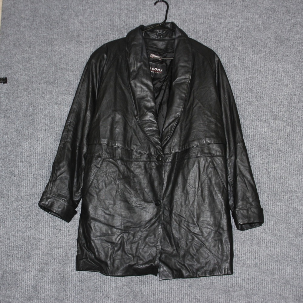 Wilsons The Leather Experts Black Leather Jacket Mens‎ Medium Thinsulate Lined